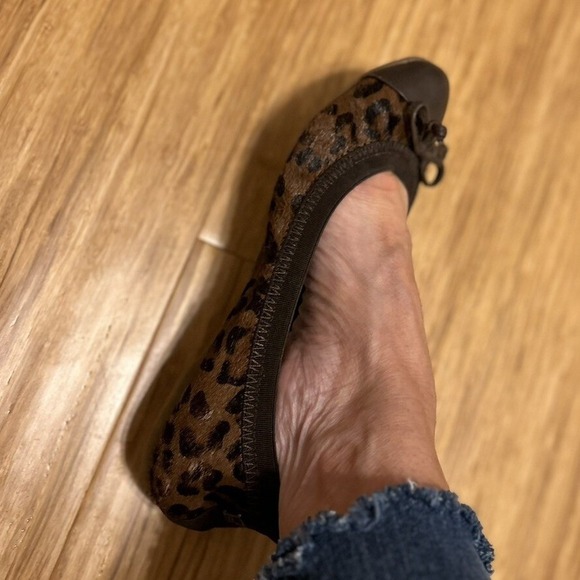 Sperry Animal Print Calf hair Ballet Flat Sz 5.5 brown toe cap padded Mobwife - Picture 4 of 7